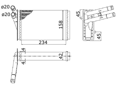 Радіатор грубки STARLINE AI6097 Audi A4, 80; Volkswagen Passat; Skoda Superb 893819030B, 893819030A, 8D1819031C