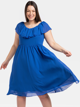 Sukienka trapezowa damska wieczorowa Karko SB532 44 Niebieska (5903676116004)