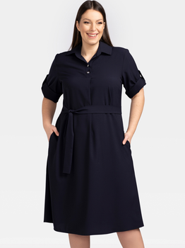 Сукня-сорочка міді літня жіноча Karko SB637 54/56 Темно-синя (5903676126195)