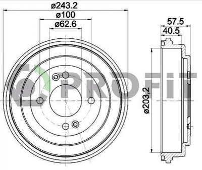 Тормозной барабан PROFIT 50200039 Hyundai Accent, I20; KIA Rio 584111G000