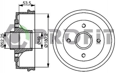 Гальмівний барабан PROFIT 50200075 Renault Logan, Clio, Twingo; Dacia Logan 6001548126, 7700752363, 7700783030