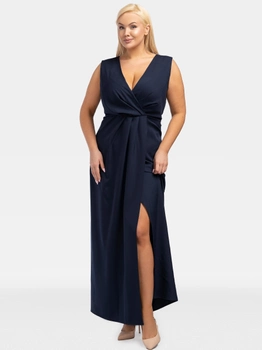 Плаття на запах довге літнє жіноче Karko SC108 38 Темно-синє (5903676192527)