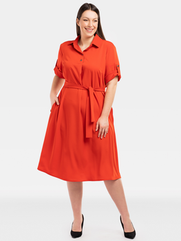 Плаття-сорочка міді літнє жіноче Karko SC113 38-40 Червоне (5903676192954)