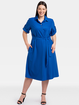 Плаття-сорочка міді літнє жіноче Karko SC114 54-56 Синє (5903676192947)