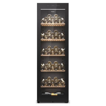 Винный шкаф Haier, 190x59.5х63.9, холод.отд.-450л, зон - 1, бут-247, ST, дисплей, черный