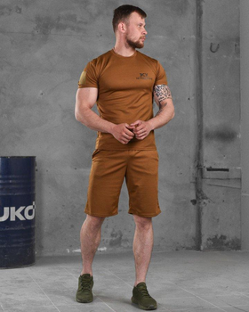 Чоловічий літній комплект ЗСУ За Перемогу шорти+футболка S койот (87396)