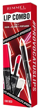 Набір декоративної косметики Rimmel London Lip Combo Provocalips Fav Red Блиск для губ 2.3 мл + Бальзам 1.6 г + Олівець для губ 1.2 г (3616305583574)
