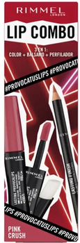 Zestaw kosmetyków dekoracyjnych Rimmel London Lip Combo Provocalips Pink Crush Błyszczyk 2.3 ml + Balsam 1.6 g + Ołówek do ust 1.2 g (3616305583536)