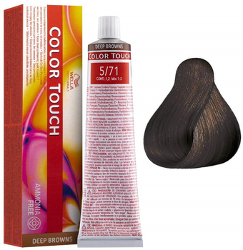 Фарба для волосся Wella Professionals Color Touch Deep Browns 5.71 Light Brown Brownish Ash без аміаку 60 мл (4064666220574)