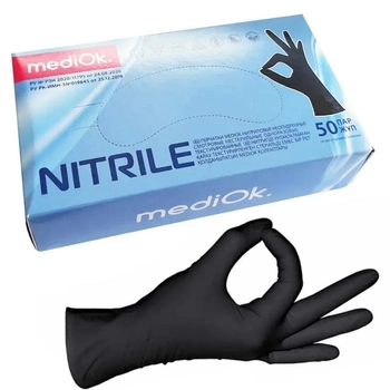 Рукавички нітрилові, чорні MediOk Nitrile XS