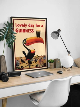 Вінтажний пивний постер у рамці / Beer / Пивний плакат / Пиво Guinness