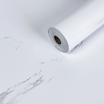 Самоклеящаяся виниловая плитка Sticker Wall в рулоне белый воздушный мрамор 3000х600х2мм SW-00001287