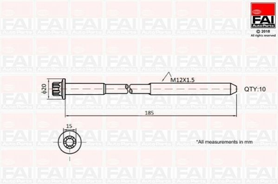 Болты головки блока цилиндров Fischer Automotive One (FA1) B2129 KIA Carens, Ceed, Sportage, Magentis, Pro Ceed, Cerato; Hyundai Santa Fe, Tucson, Trajet, Sonata, I30; Chevrolet Captiva, Epica, Lacetti, Cruze 4804881, 2232127000