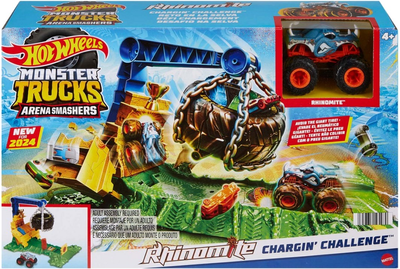 Zestaw do zabawy Hot Wheels Monster Truck Arena Smashers Rhinomites Chargin Challenge (0194735195480)