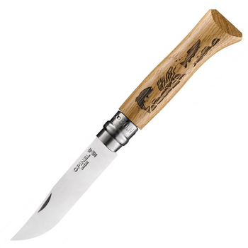 Нож складной Opinel №8 Animalia Форель (длина: 190мм, лезвие: 85мм), дуб