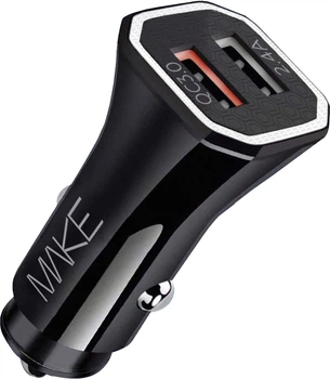 Автомобільний зарядний пристрій MAKE 30W QC+2.4A Black (MCC-33QBK)