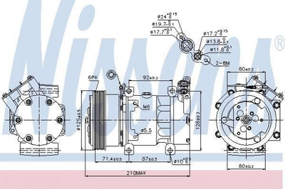 Компрессор кондиционера NISSENS 89159 Renault Kangoo, Clio, Megane, Scenic 7700106441