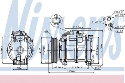 Компрессор кондиционера NISSENS 89074 Chrysler Voyager 05005420AA, 05005420AC, 05005420AD