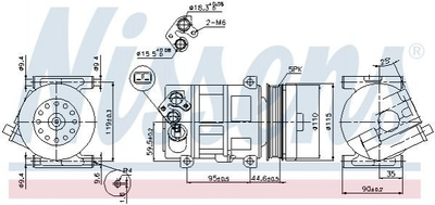 Компресор кондиціонера Nissens 89202 Fiat Grande Punto, Doblo, Punto, Scudo; Opel Combo 51794515, 55194880, 71724083