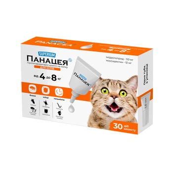 СУПЕРИУМ Панацея, противопаразитарные капли на холку для котов, 4-8 кг