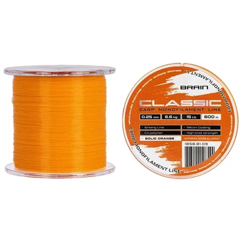 Леска Brain Classic Carp Line 600m 0.25mm 6.6kg 15lb Solid orange