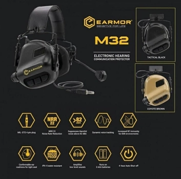 Навушники тактичні Earmor M32 Mod 3 - Black