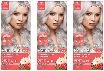 Упаковка тонирующей маски для волос Acme Color Hair Care Ton oil mask №211 Пепельно-платиновый 30 мл х 3 шт (ROZ6400230637)