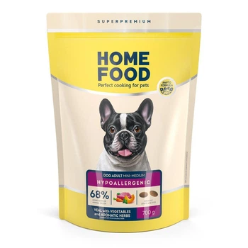 Сухой корм для взрослых собак Home Food DOG ADULT MINI/MEDIUM Гипоаллергенный, телятина с овощами 700 г