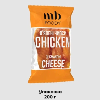 В'ялені курячі чіпси MB FOODY CHICKEN Shaka chips_CHEESE 200 г (00-00001355)