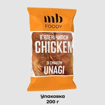 В'ялені курячі чіпси MB FOODY CHICKEN Shaka chips_UNAGI м'ясна закуска 200 г (00-00001353)