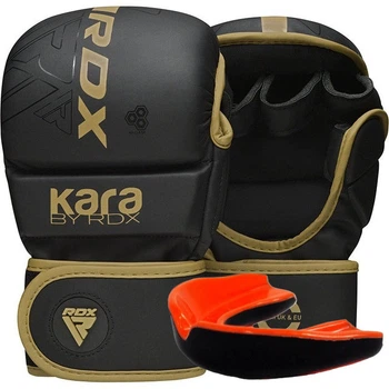 Рукавиці для ММА (Греплінгові рукавички) RDX F6 KARA Matte Golden Plus S/M (капа у комплекті)