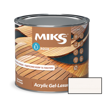 Акриловая гель-лазурь для дерева Miks Color белая 2.5л