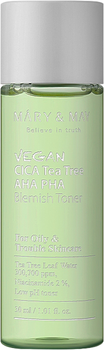 Веганский тонер для лица Mary&May Vegan Cica Tea Tree Aha Pha Blemish Toner с кислотами и экстрактами центлеллы и чайного дерева 30 мл (8809670682149)
