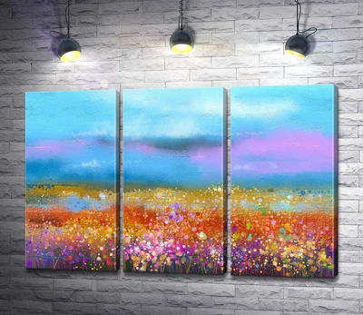 Модульная картина Цветочное поле из красочных пятен 60x40 см Модуль №2 (004753)