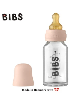 Пляшка BIBS Baby скляна набір з латексною соскою 110 мл Blush