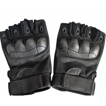 Тактические перчатки безпалые с усиленной защитой размер L-XL Черные (D-2019091604)