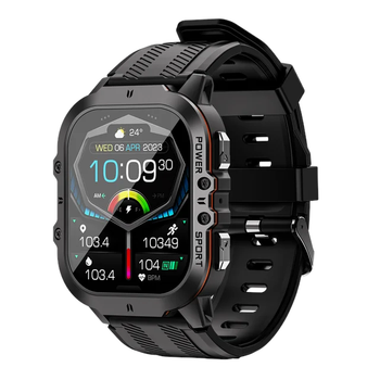 Ударопрочные смарт-часы PowerMe PowerWatch 7 Tactical series магнитная зарядка водонепроницаемые с функцией вызова и фитнес-трекингом Black