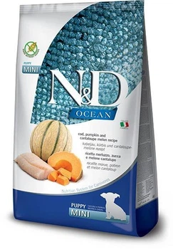 Беззерновой сухой корм для щенков мелких пород Farmina N&D Grain Free OCEAN COD, PUMPKIN & CANTALOUPE MELON PUPPY MINI с треской и дыней 7 кг