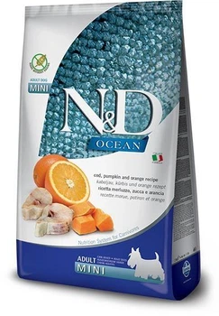 Беззерновой сухой корм Farmina N&D Grain Free OCEAN COD, PUMPKIN & ORANGE ADULT MINI для собак мелких пород с треской и апельсином 2,5 кг