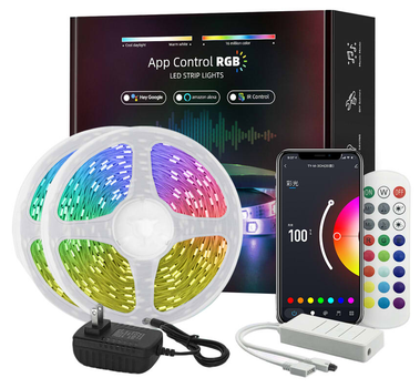 Світлодіодна стрічка Voltronic 3528 RGB 5 м, 54Led, пульт, блок живлення, bluetooth, ip65 музична (YT01494)