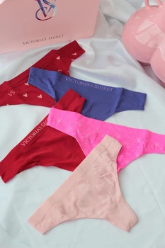 Набор трусиков Victoria's Secret 5-Pack Logo Cotton Thong Panties размер S
