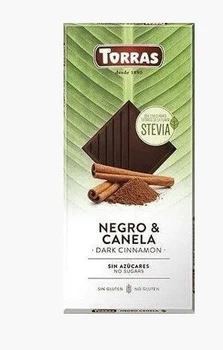 Чорний шоколад без цукру Stevia Torras з корицею 125 г