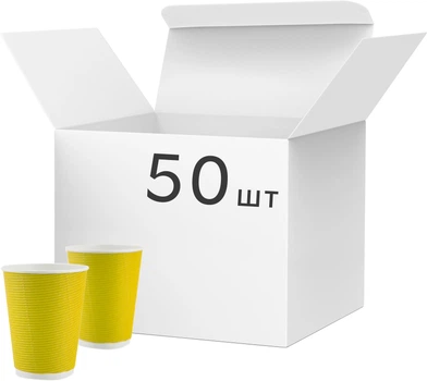 Упаковка стаканов Альфа Папер Кап гофрированных 440 мл желтых 50 шт (4885845697938)