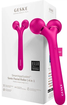 Электронный звуковой ролик для лица GESKE Sonic Facial Roller 4 в 1 Темно-розовый