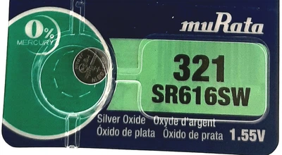 Батарейка часовая muRata/Sony SR616SW (321) 1.55V 16mAh 6.8x1,65mm&nbsp;&nbsp;Серебрянно-цинковая
