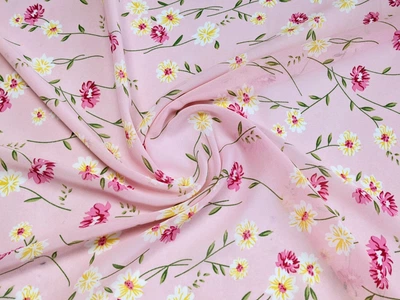 Ткань Шифон креповый васильки, розовый, пог. м. (ш38, 13834, д2210249 цв1)