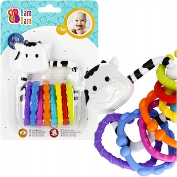 Погремушка Коровка с кольцами, Bam Bam, 515053