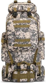 Водонепроникний туристичний рюкзак 80л з кріпленням MOLLE матеріал Oxford 1200D 80х39х22см Tacal-A4 Camouflage