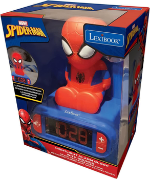 Нічник-будильник Lexibook Nightlight Alarm Clock With Sounds Spider-Man (3380743077314)