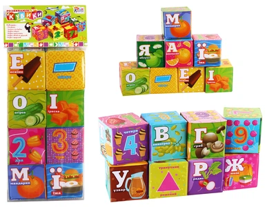 Кубики мягкие 4FUN Game Club Еда, 6 штук, водонепроницаемая ткань, 10950